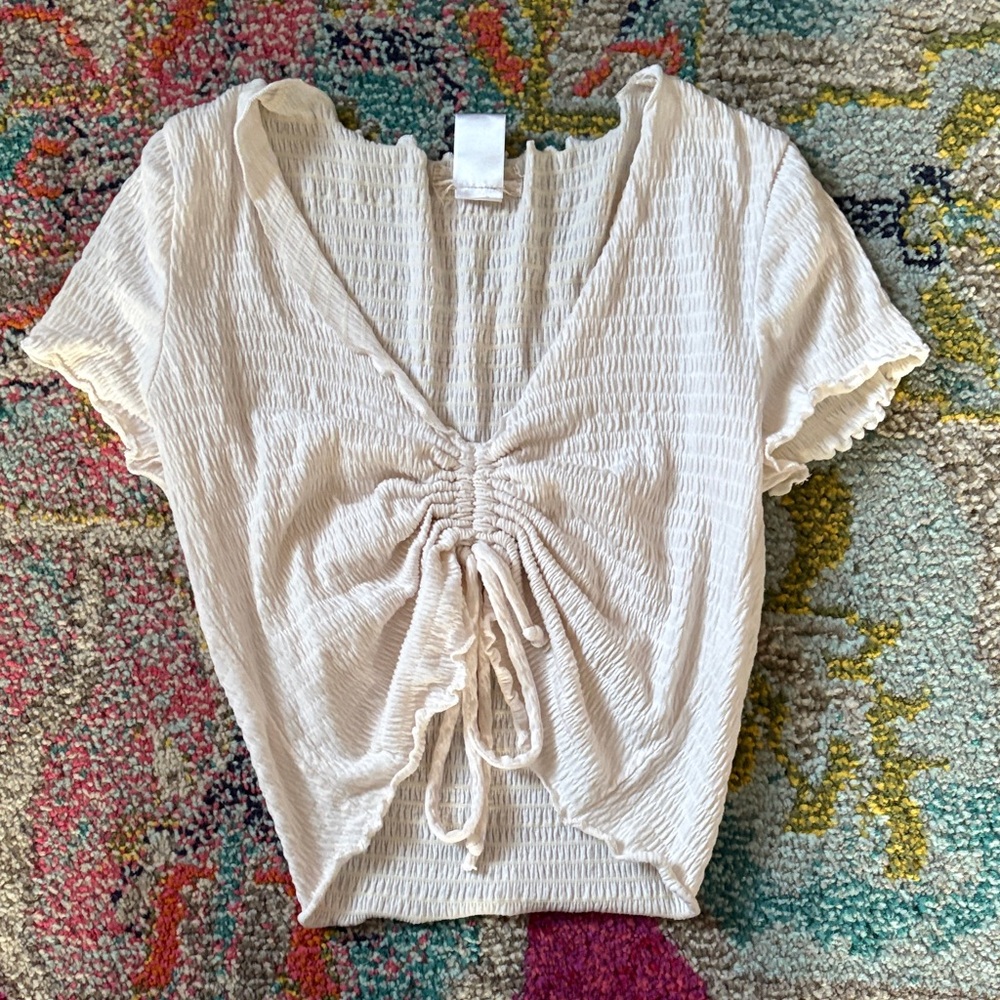 Altar'd State Cream Ruched Crop Top